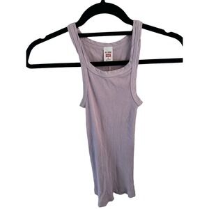 Re/Done For Hanes Purple Lavender Ribbed Tank Top SZ XS